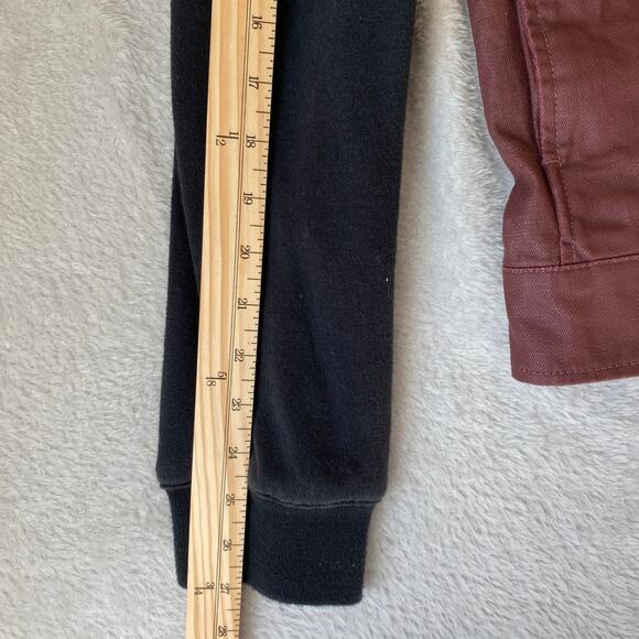 Volcom Mixing Media Hooded Jacket Men Size M Burgundy Black Bikercore Skater - Picture 12 of 12